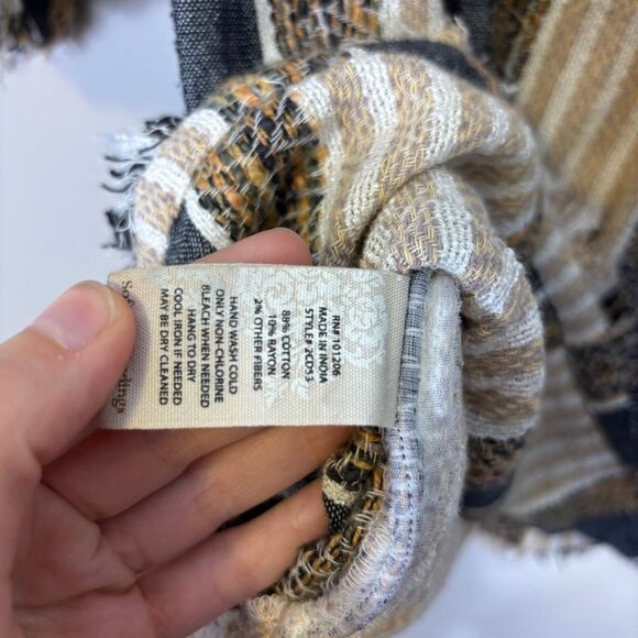 Soft Surrondings Brown & White Striped Hooded 3/4 Length Sleeve Pullover Top Sma - Picture 8 of 8